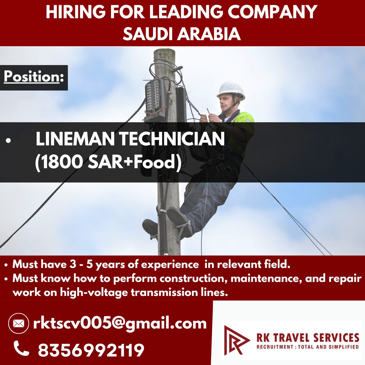 HIRING FOR LEADING COMPANY SAUDI ARABIA HIRING FOR LEADING COMPANY SAUDI ARABIA