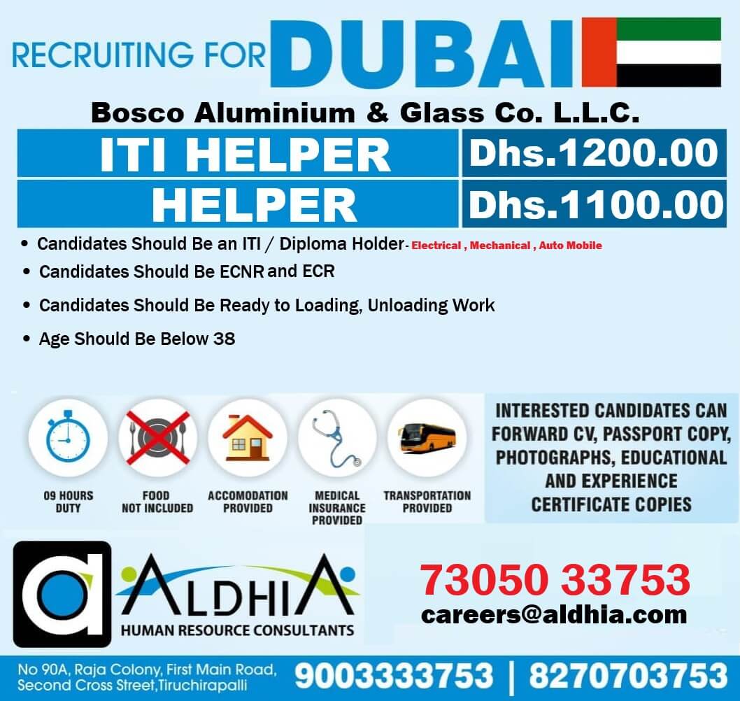 Hiring for Dubai - Immediate visa - +91 73050 33753