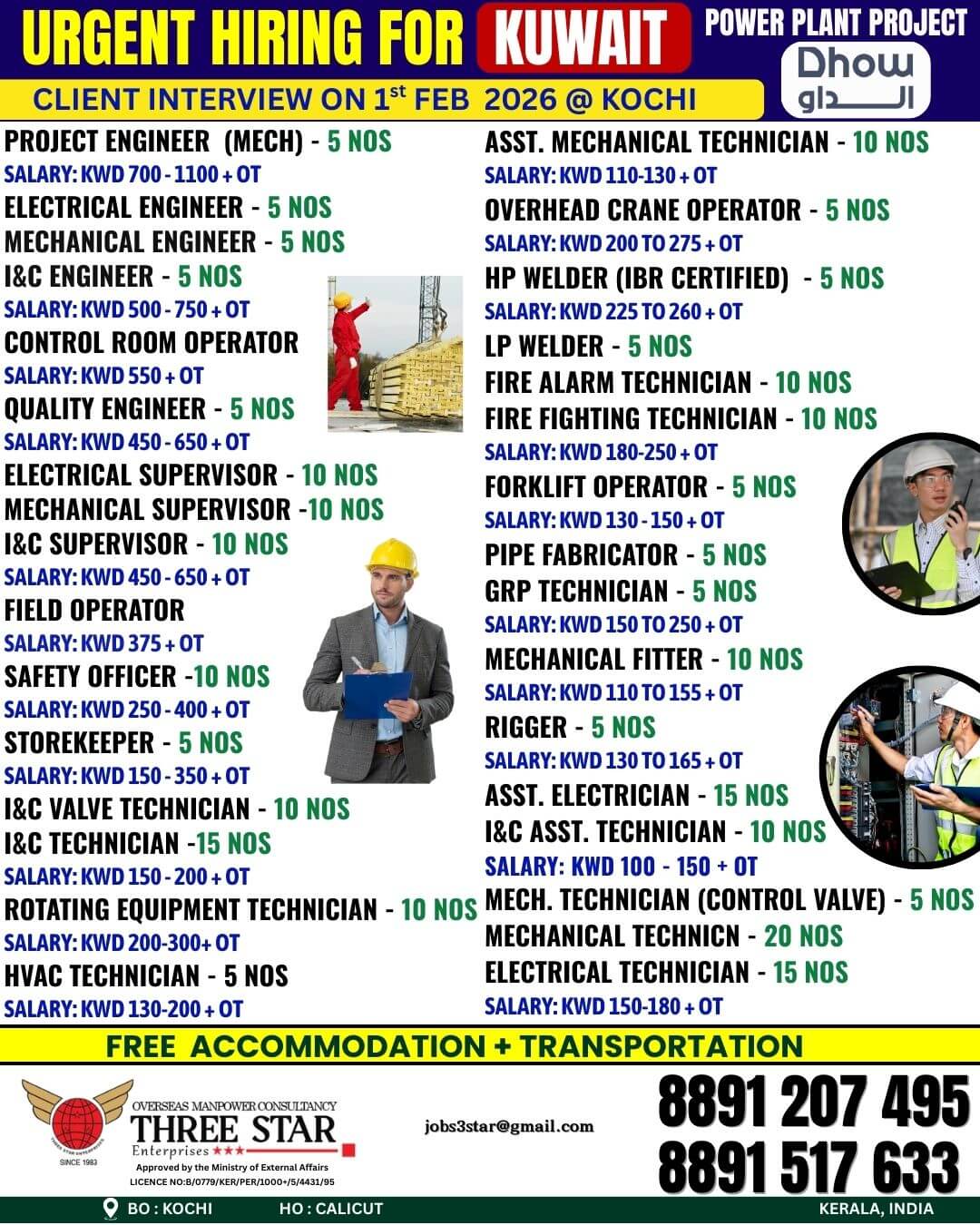URGENT HIRING FOR AL DHOW ,KUWAIT (POWER PLANT PROJECT) URGENT HIRING FOR AL DHOW ,KUWAIT (POWER PLANT PROJECT)