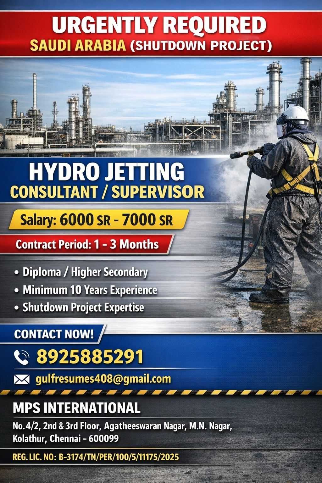 URGENTLY REQUIRED SAUDI ARABIA (SHUTDOWN PROJECT) URGENTLY REQUIRED SAUDI ARABIA (SHUTDOWN PROJECT)