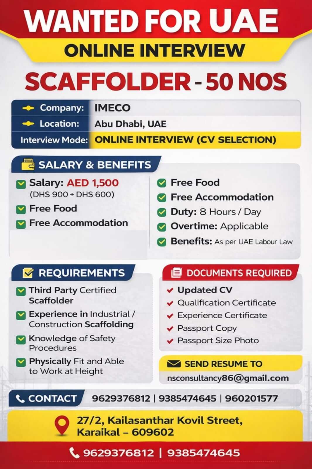 scaffolder requirement uae