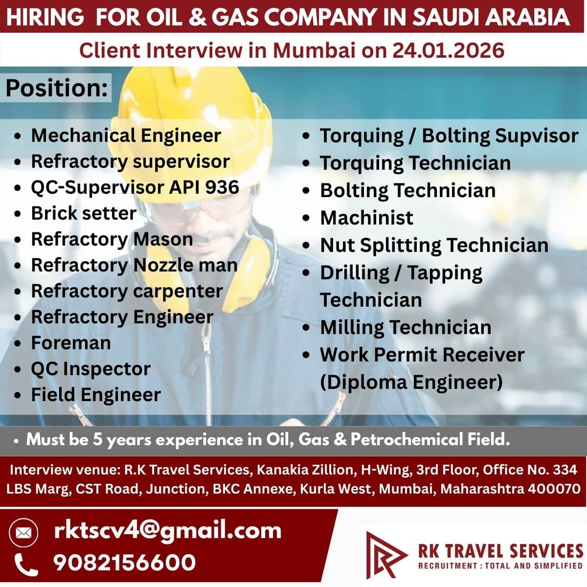 Hiring For oil & gas Company in Saudi Arabia Hiring For oil & gas Company in Saudi Arabia