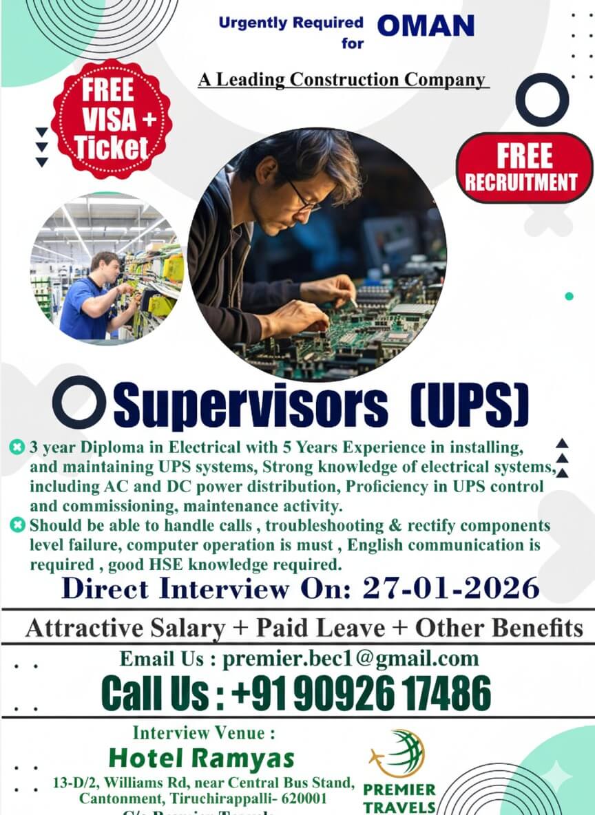 URGENTLY REQUIRED FOR UPS SUPERVISOR URGENTLY REQUIRED FOR UPS SUPERVISOR