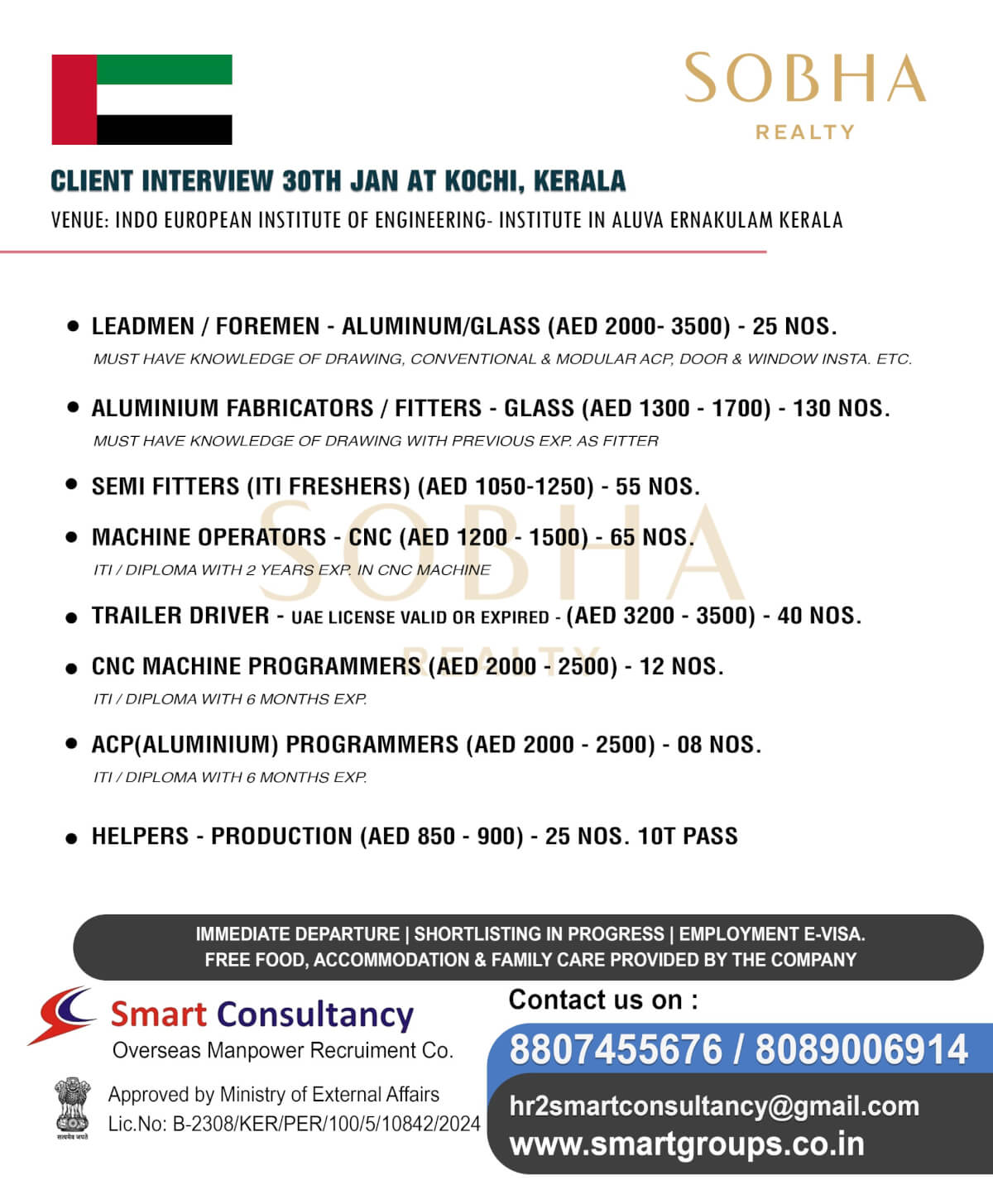 WE ARE HIRING FOR SOBHA REALTY, DIRECT CLIENT INTERVIEW ON 30TH JAN AT KOCHI, KERALA WE ARE HIRING FOR SOBHA REALTY, DIRECT CLIENT INTERVIEW ON 30TH JAN AT KOCHI, KERALA