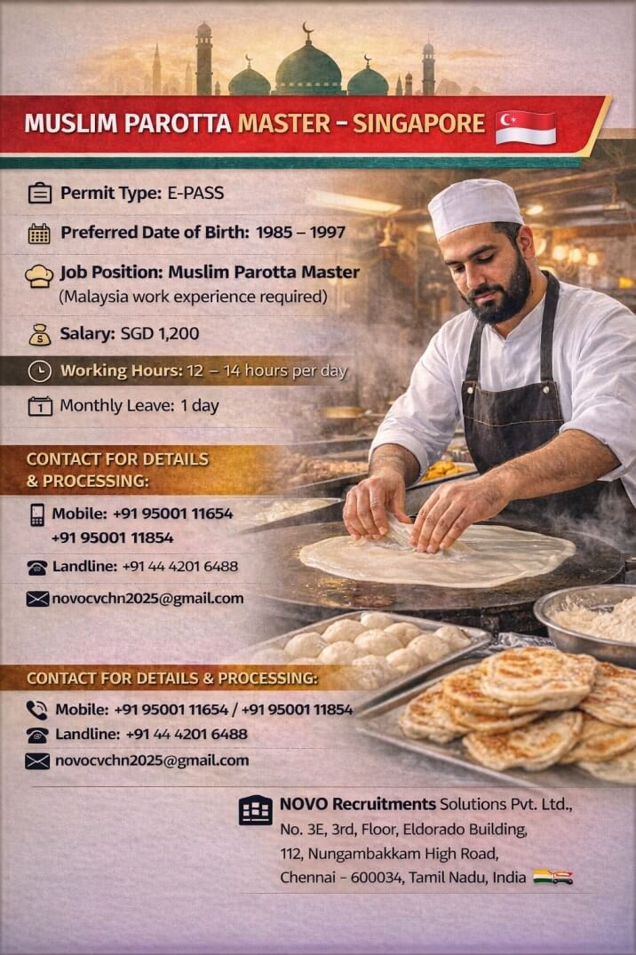 Muslim Parotta Master  Malaysia work experience is mandatory
