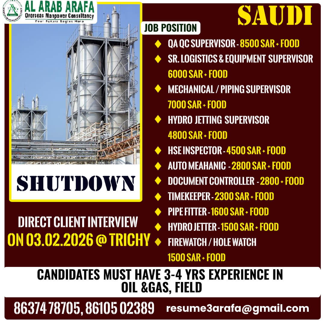 DIRECT CLIENT INTERVIEW ON 03.02.2026 @ TRICHY