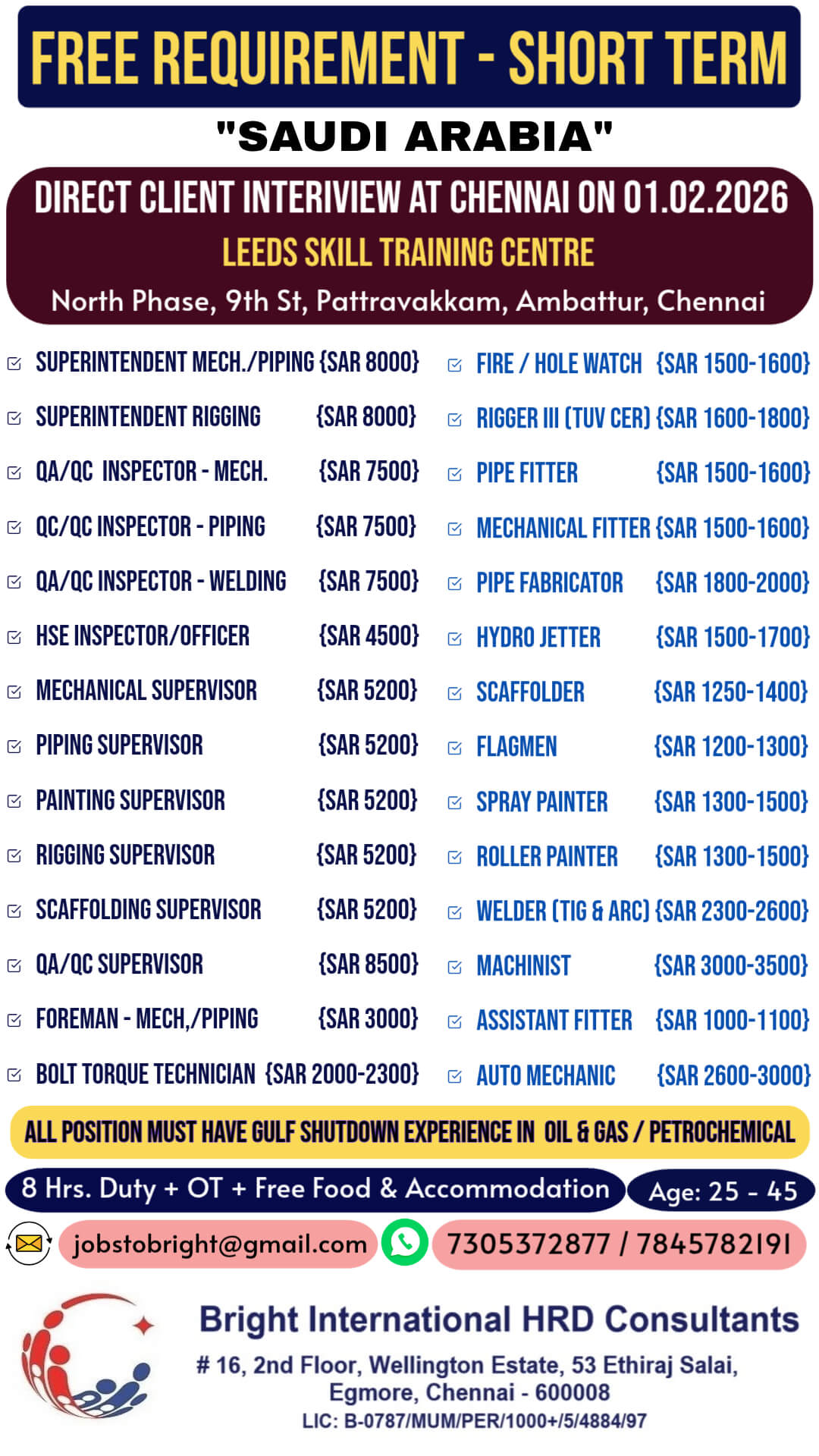 FREE REQUIREMENT - SHORT TERM REQUIREMENT FREE REQUIREMENT - SHORT TERM REQUIREMENT