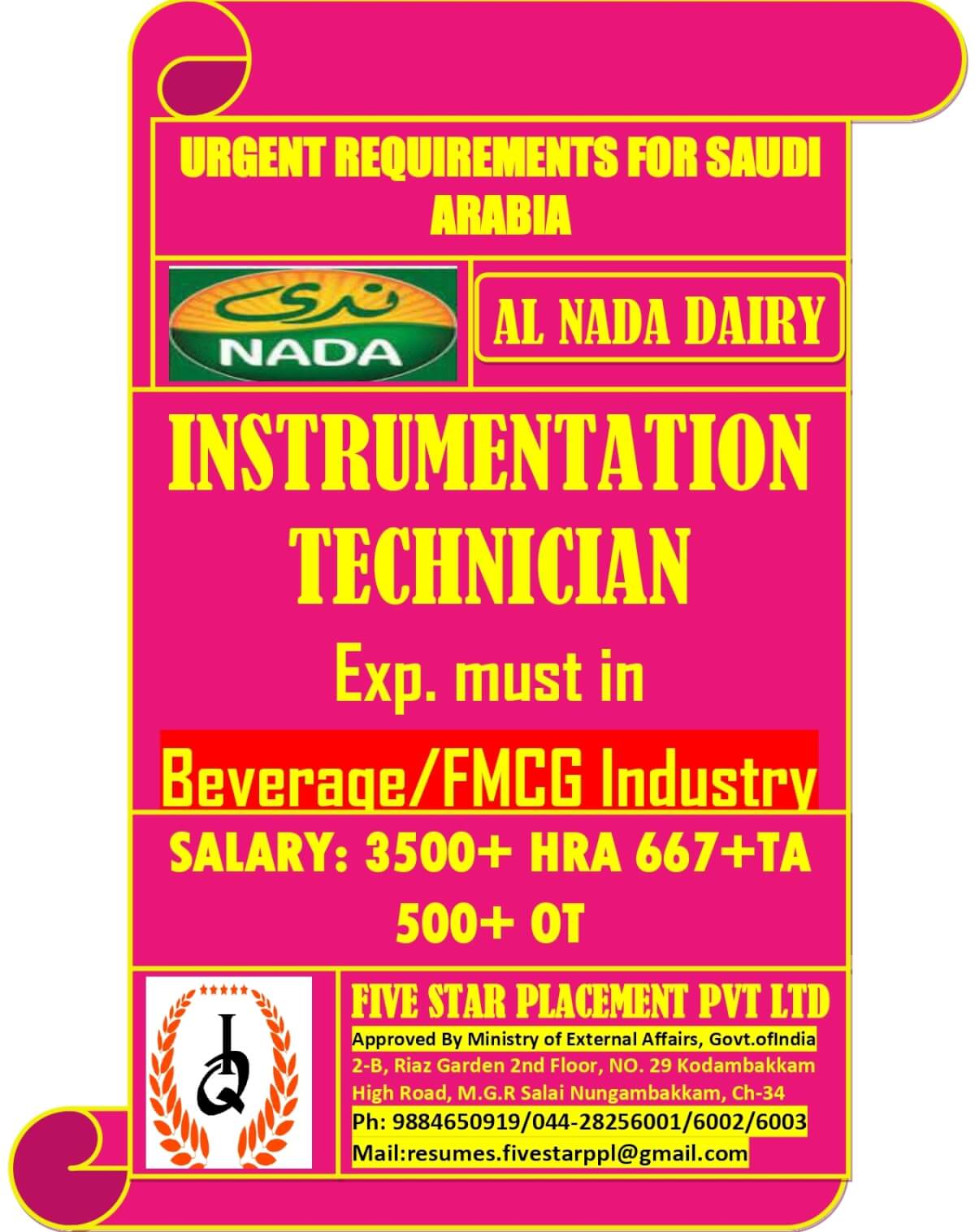 URGENT REQUIREMENT FOR SAUDI ARABIA URGENT REQUIREMENT FOR SAUDI ARABIA