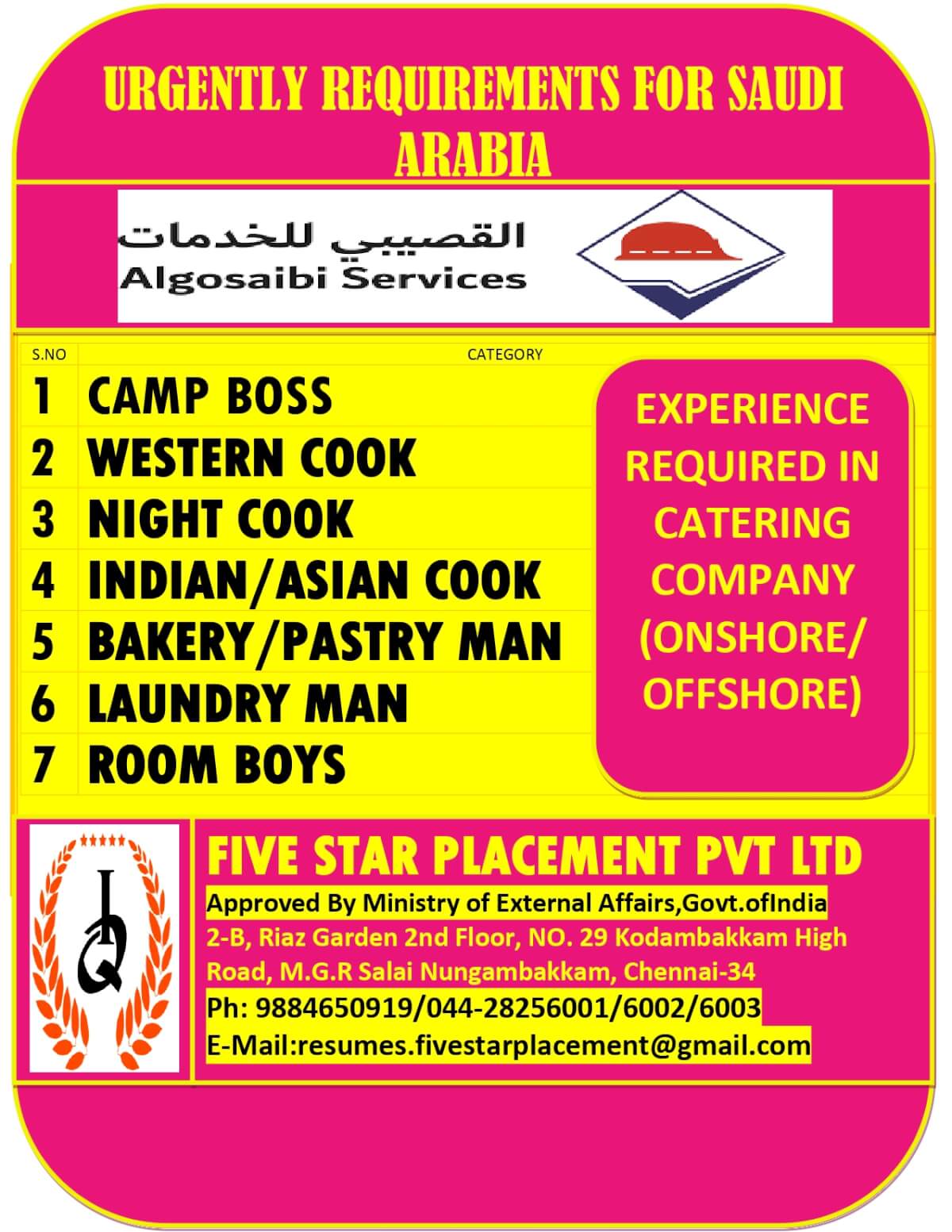 URGENT REQUIREMENT FOR SAUDI ARABIA URGENT REQUIREMENT FOR SAUDI ARABIA