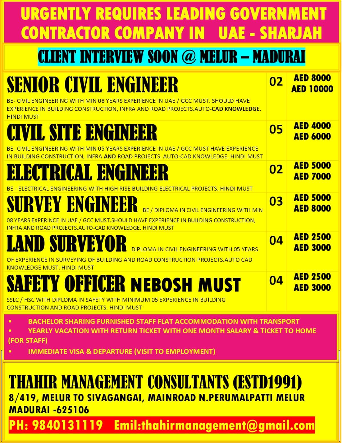 URGENTLY REQUIRES LEADING GOVERNMENT CONTRACTOR COMPANY IN   UAE - SHARJAH