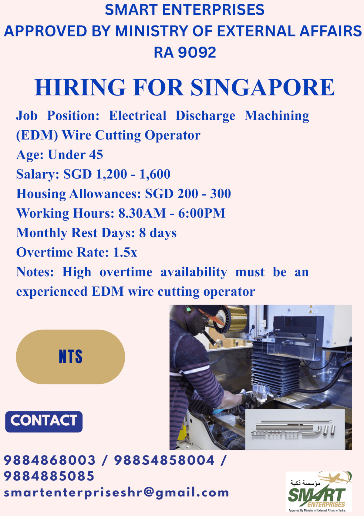 URGENT REQUIREMENT FOR SINGAPORE