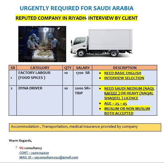 WE ARE HIRING FOR SAUDI ARABIA WE ARE HIRING FOR SAUDI ARABIA