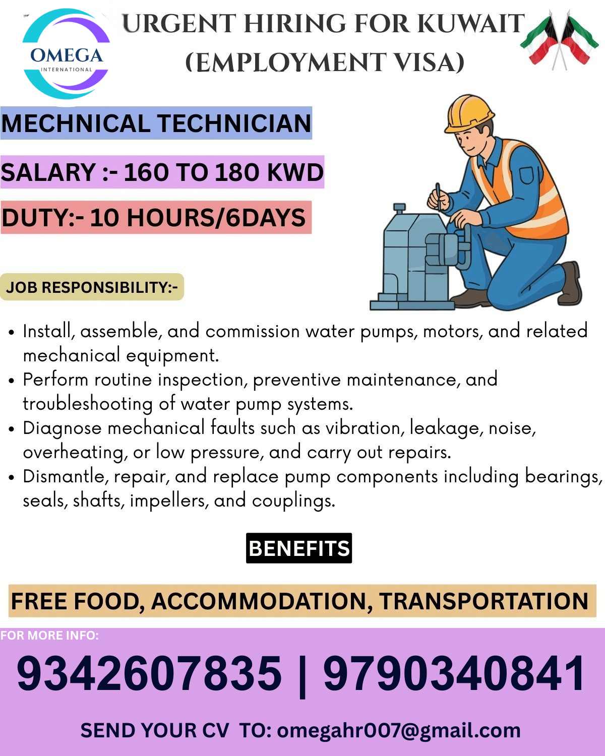 URGENTLY HIRING FOR KUWAIT