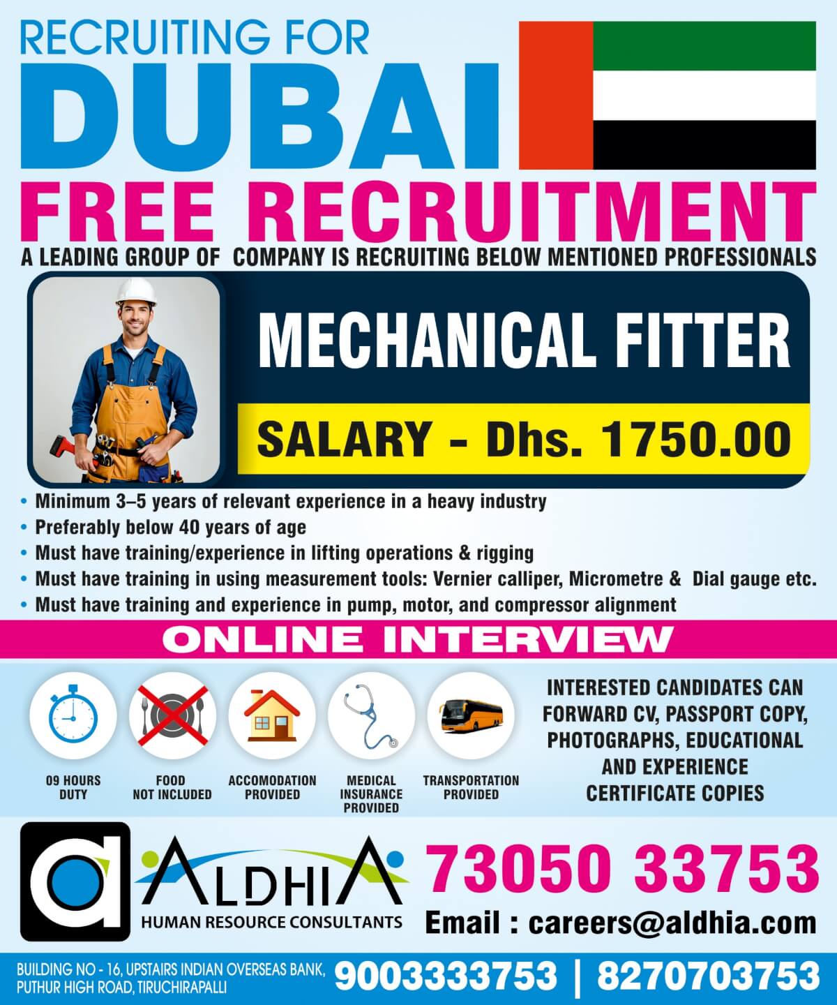 Mechanical Fitter - Free Recruitment