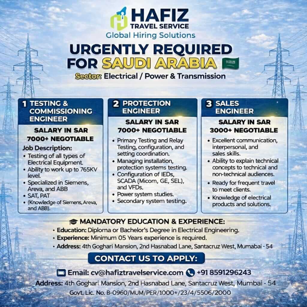 URGENT REQUIREMENT – SAUDI ARABIA (DAMMAM)
