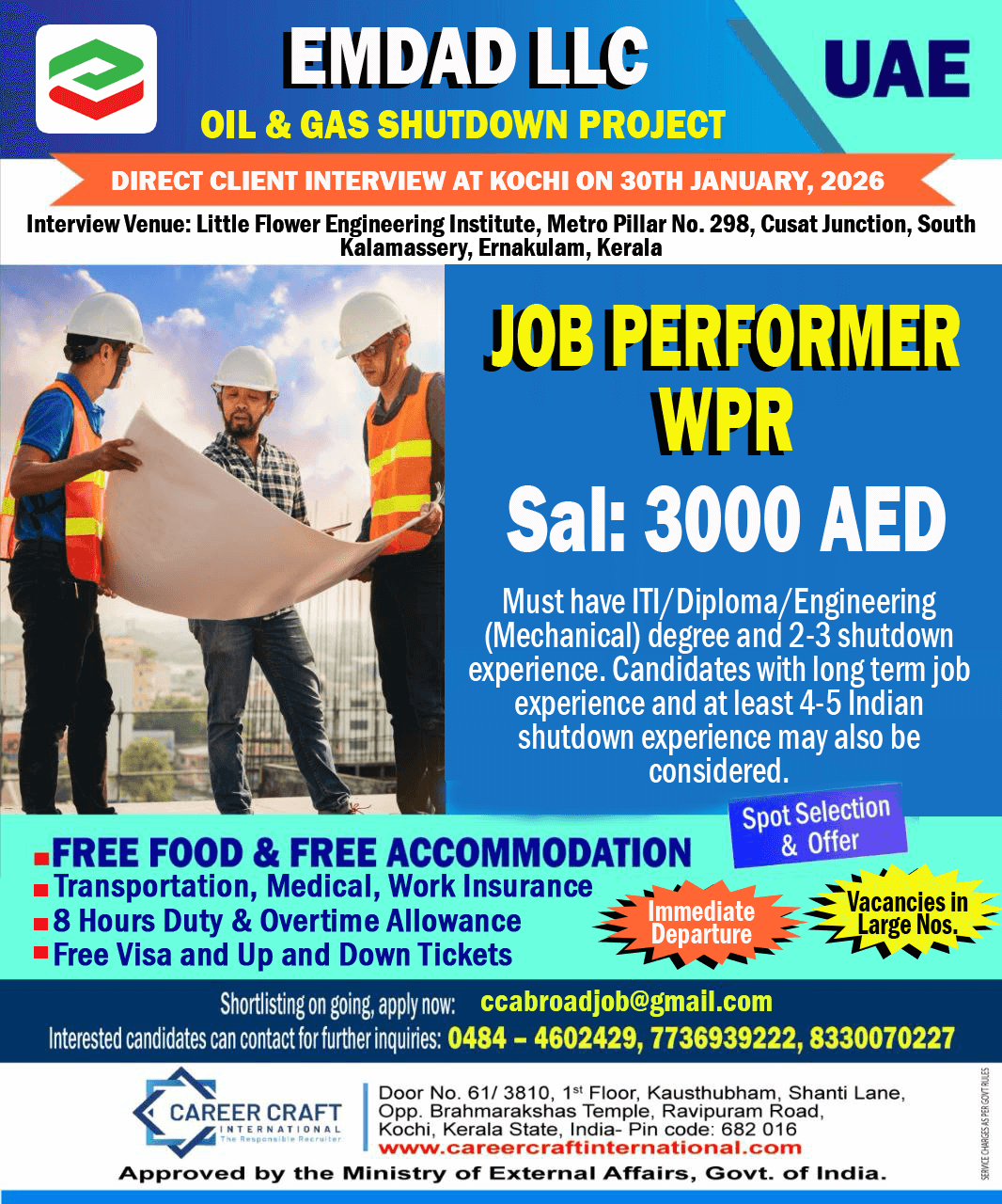 Client Interview at Kochi on 30th January, 2026 for Emdad, Abu Dhabi - Client Interview at Kochi on 30th January, 2026 for Emdad, Abu Dhabi -