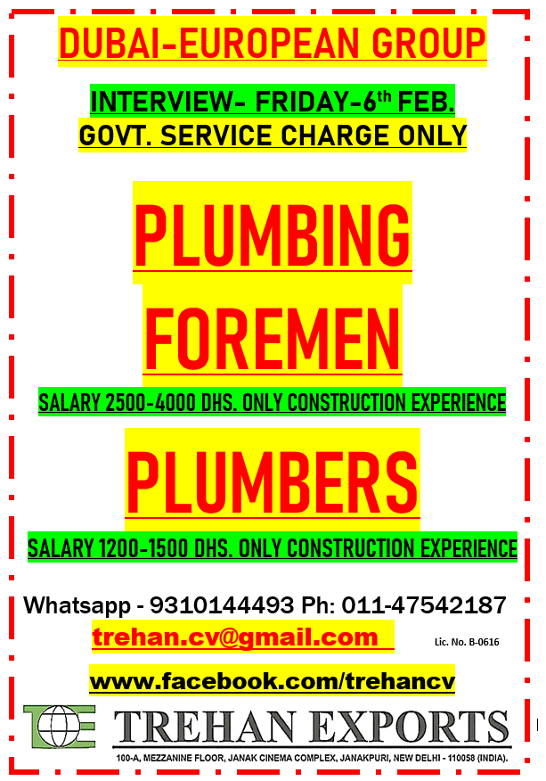 PLUMBING FOREMEN PLUMBERS PLUMBING FOREMEN PLUMBERS