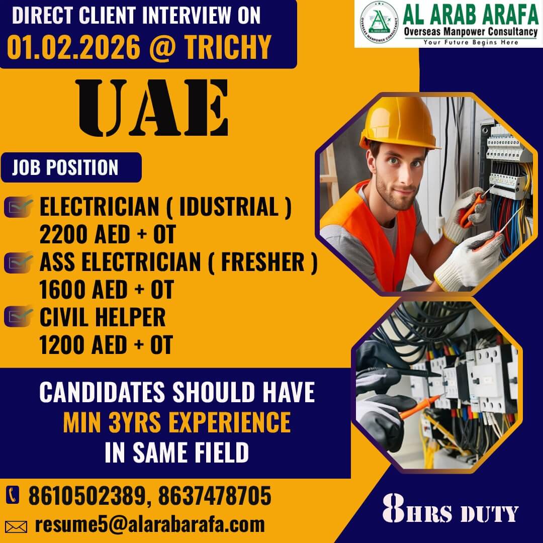 DIRECT CLIETN INTERVIEW ON 01.02.2026 @ TRICHY