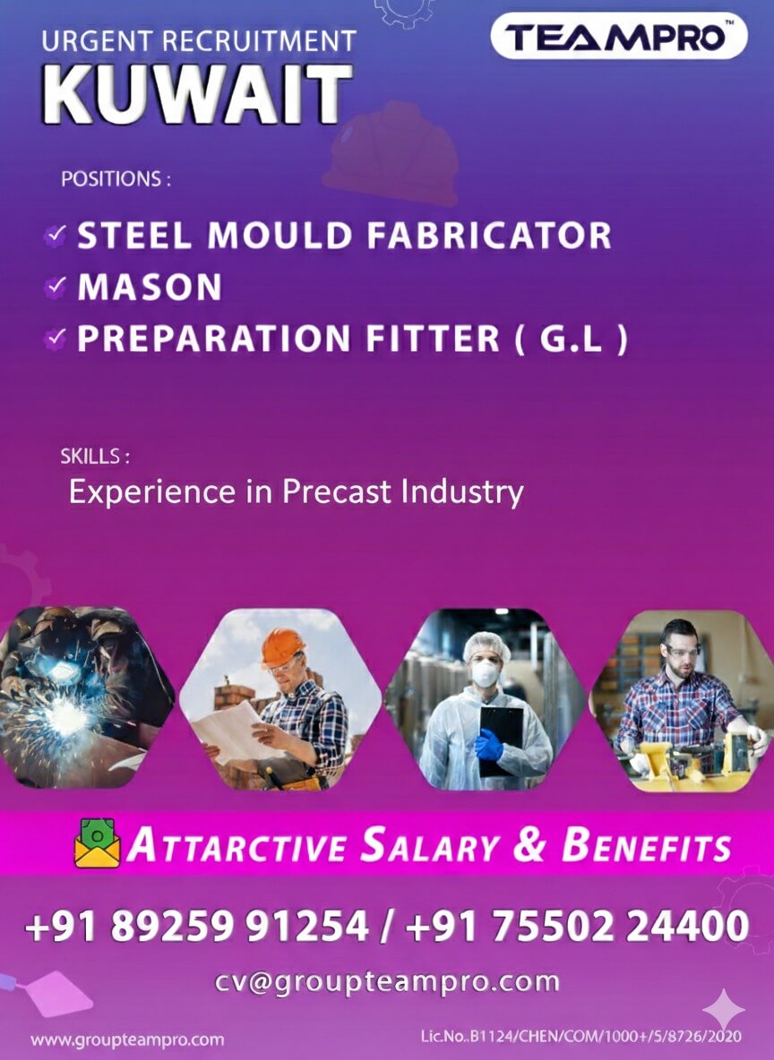 Steel Mould Fabricator  •Mason  • Preparation Fitter (G.L.)