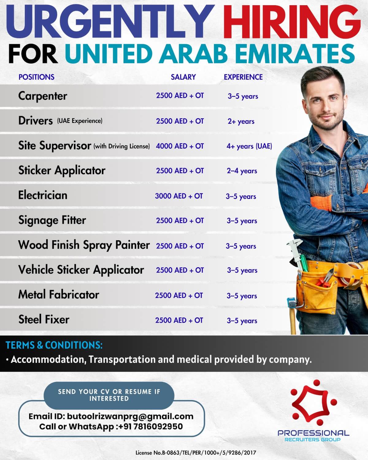 URGENTLY HIRING FOR UAE