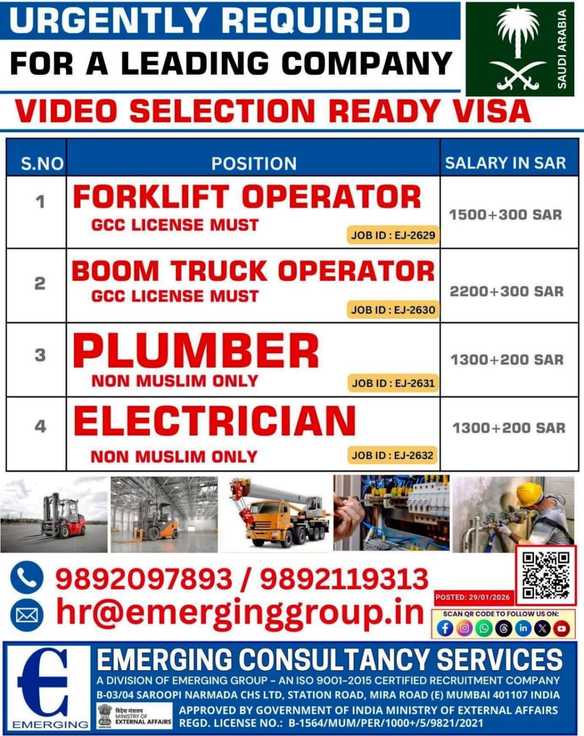 URGENTLY REQUIRED FOR A LEADING COMPANY FOR SAUDI ARABIA