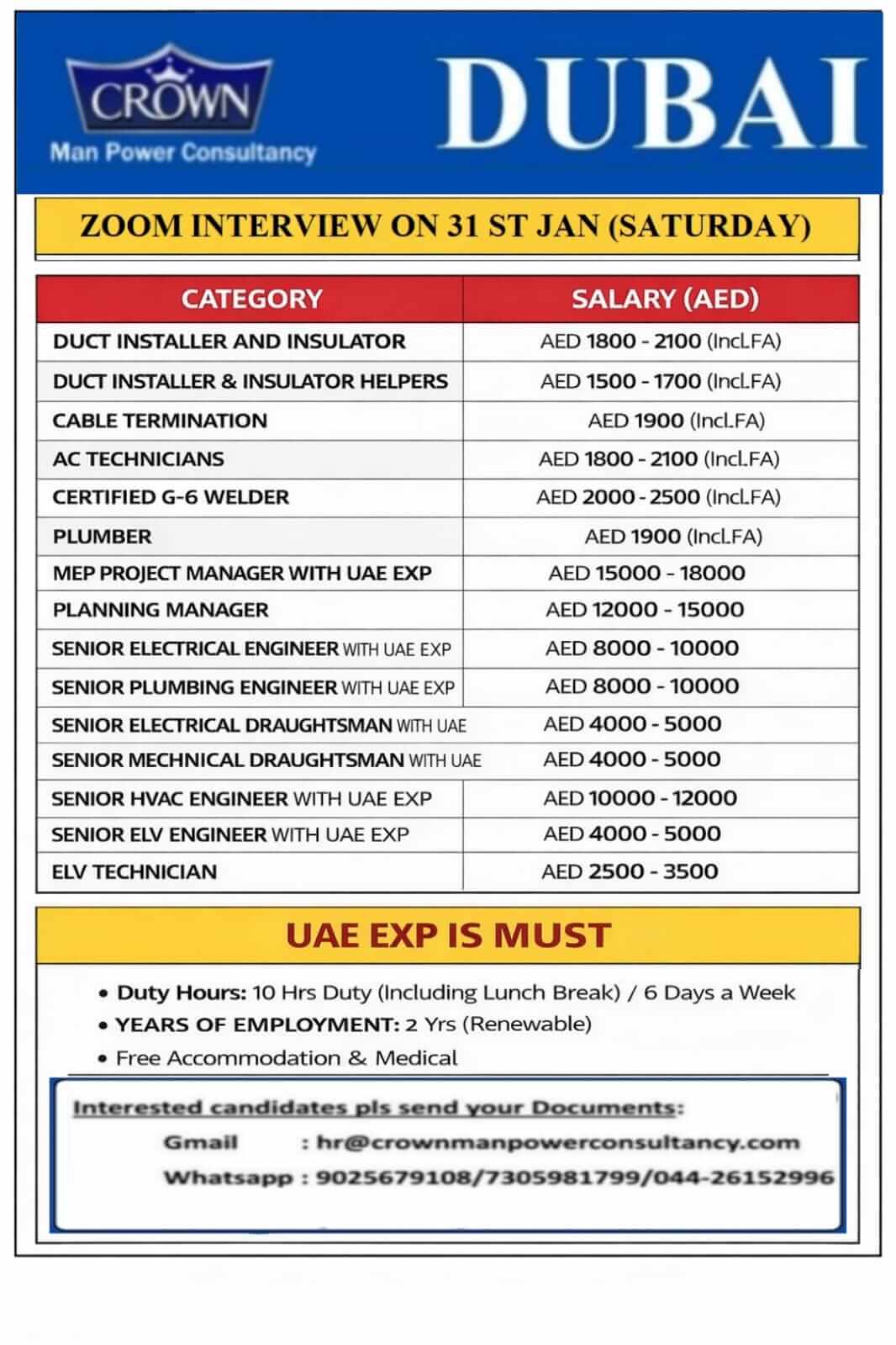 Hiring Now Dubai