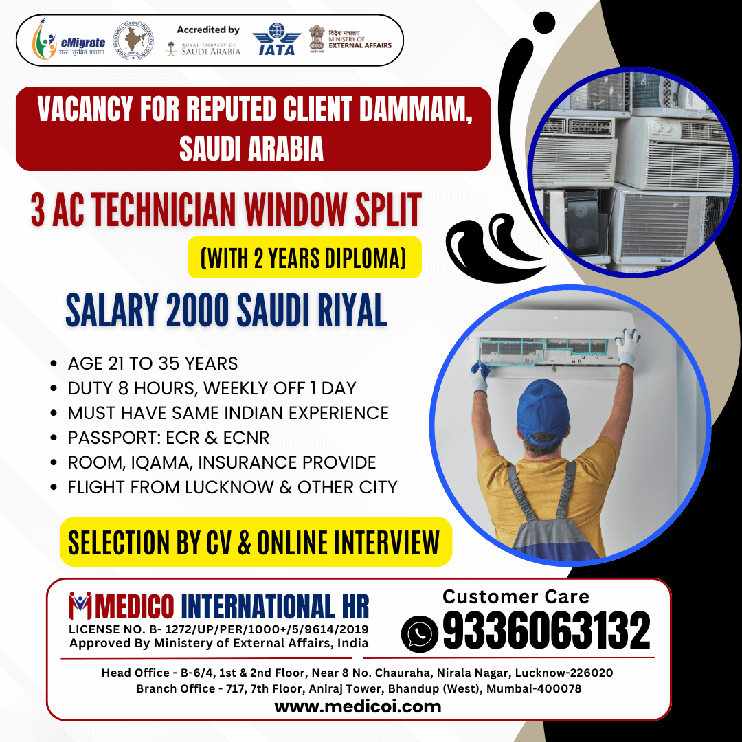 AC TECHNICIAN – WINDOW / SPLIT AC TECHNICIAN – WINDOW / SPLIT