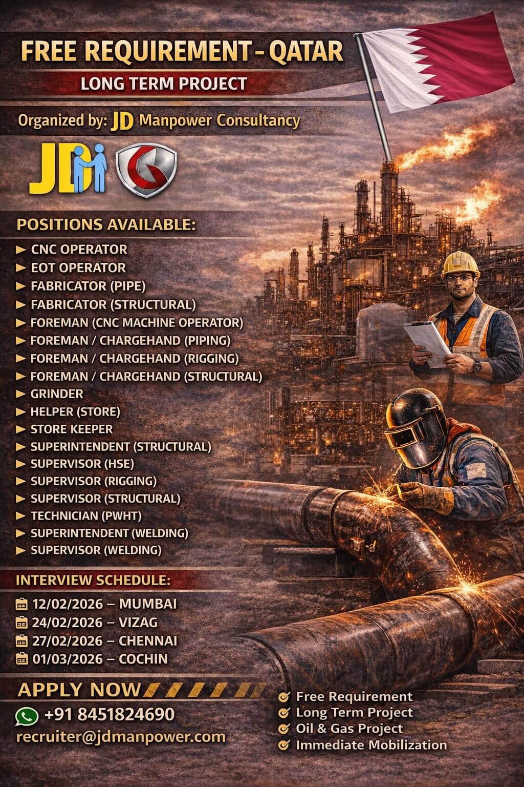 Free requirement for QATAR long term project