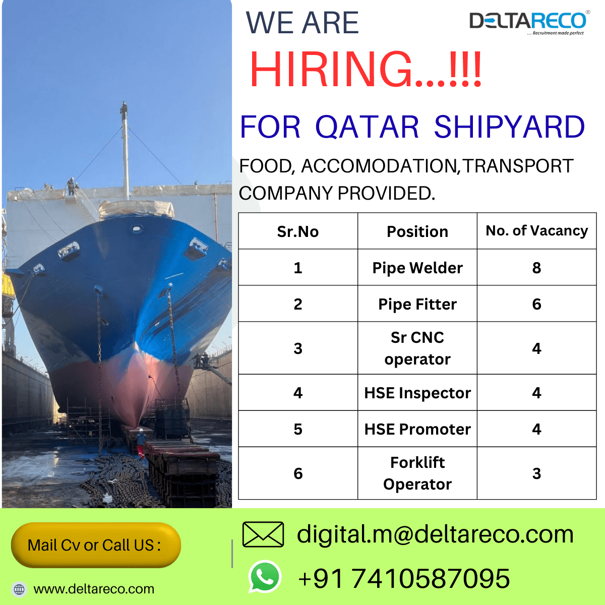 Hiring for Qatar Shipyard Hiring for Qatar Shipyard