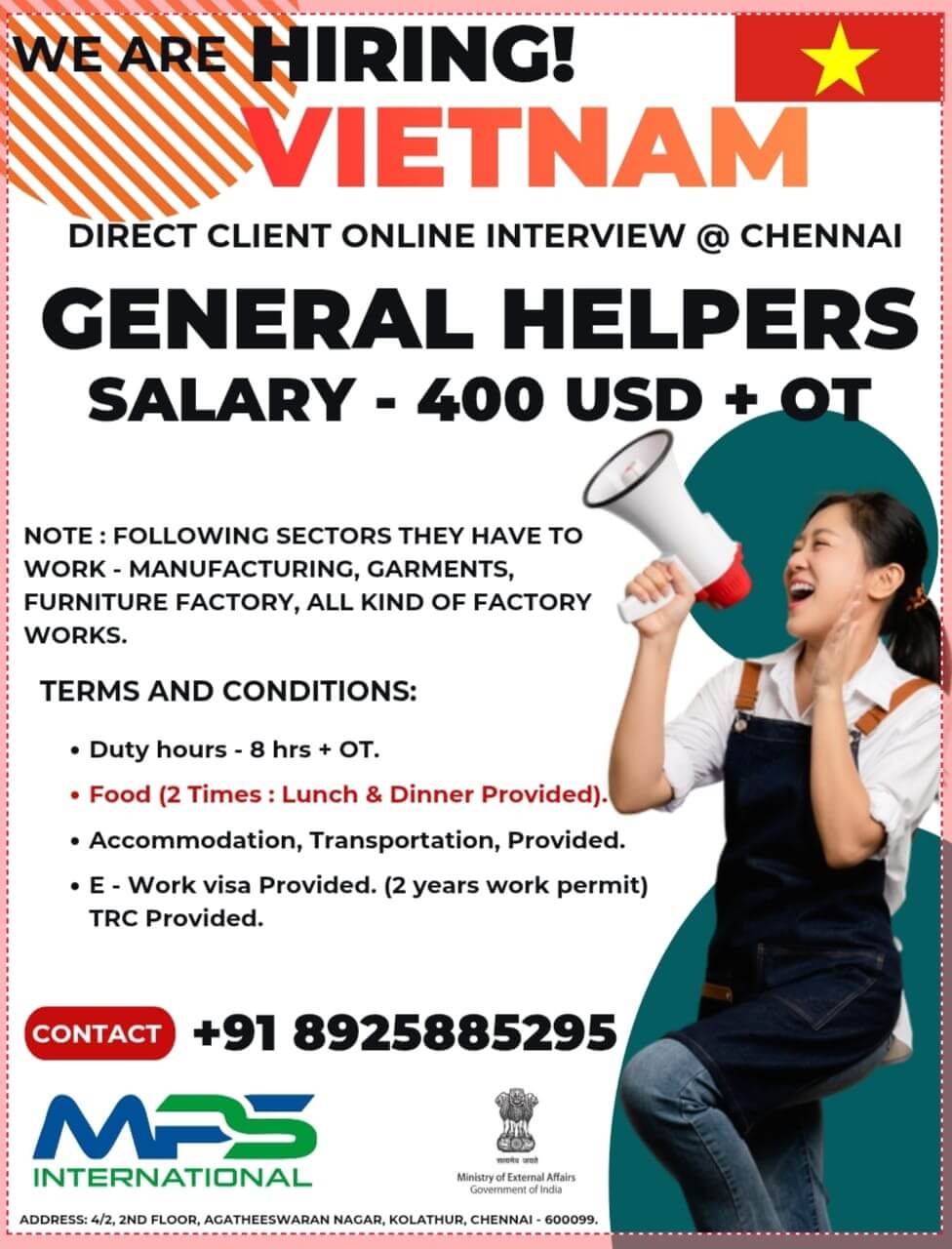 WE ARE HIRING! VIETNAM  DIRECT CLIENT ONLINE INTERVIEW @ CHENNAI
