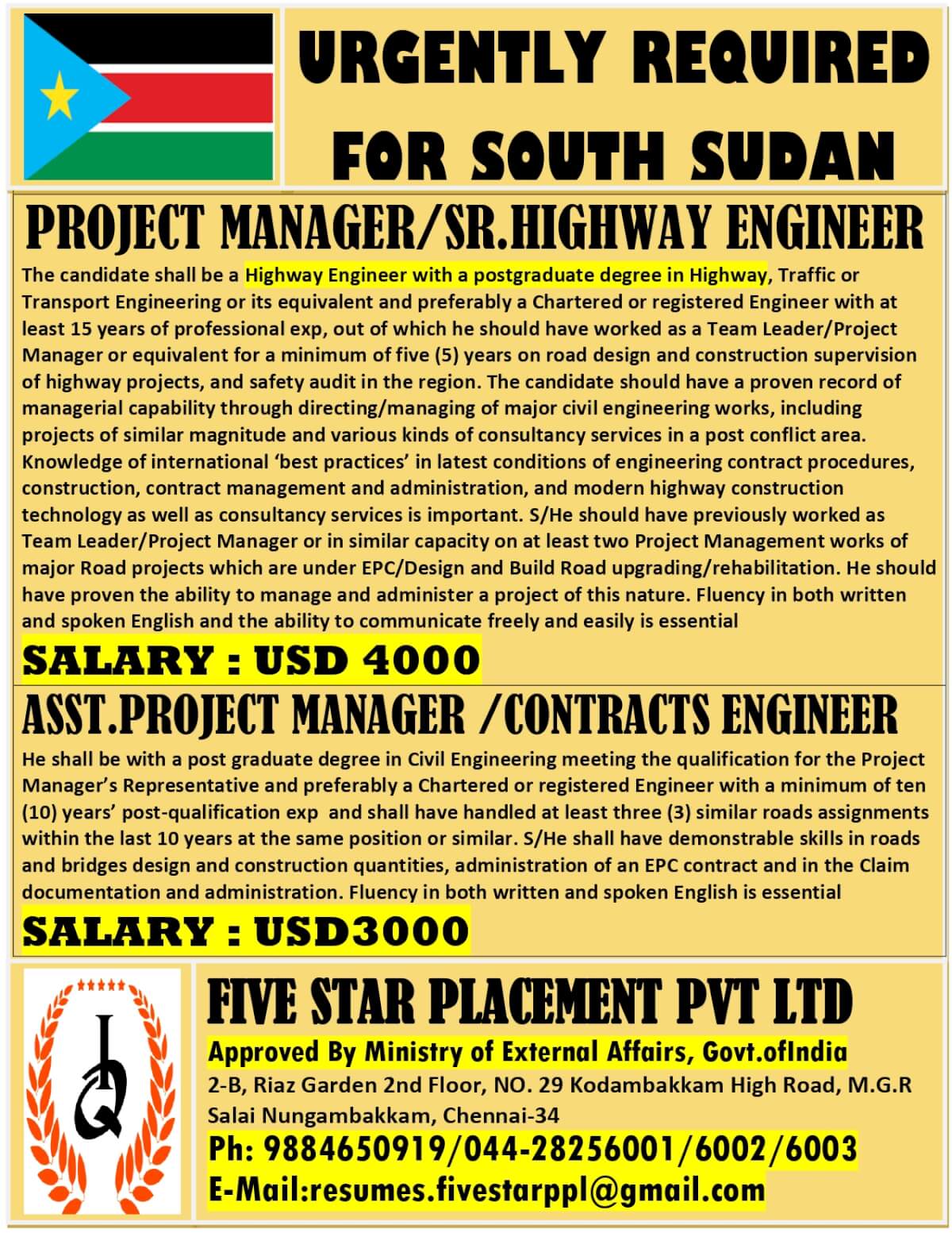 URGENTLY REQUIRED FOR SOUTH SUDAN