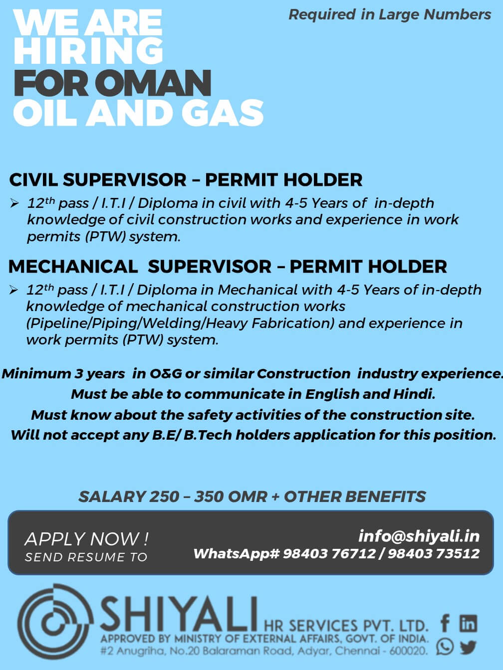 CIVIL / MECHANICAL PERMIT HOLDER CIVIL / MECHANICAL PERMIT HOLDER