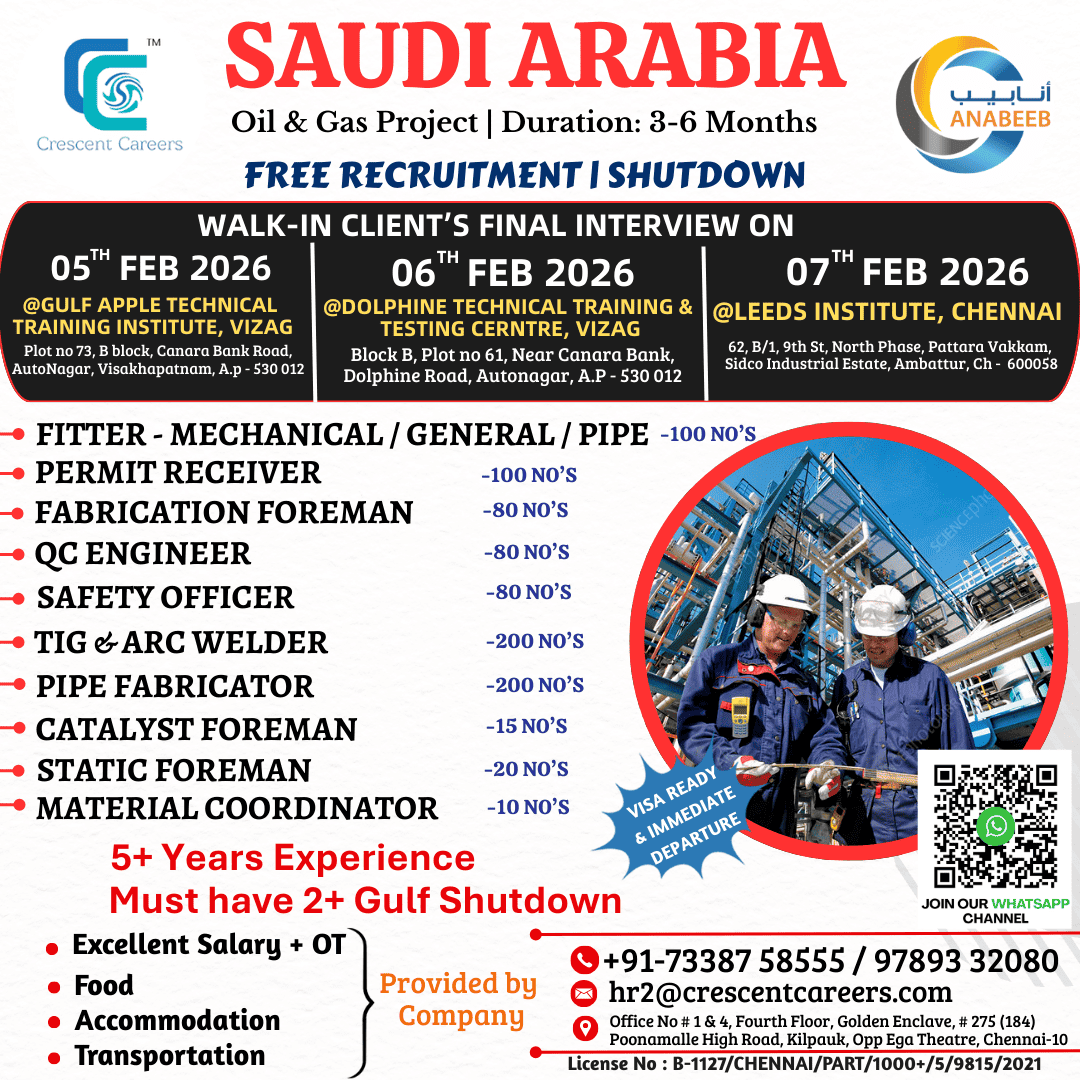 FREE RECRUTMENT - FABRICATION FOREMAN / QC ENGINEER