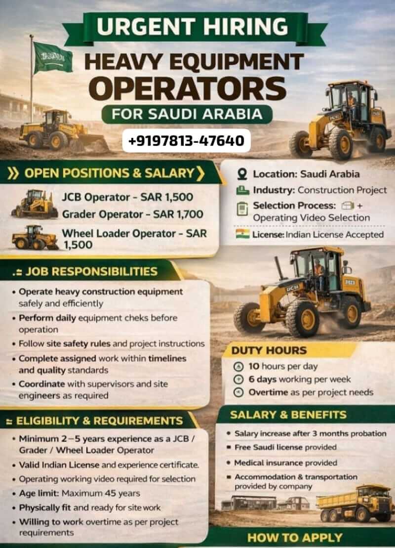 FRESH OPERATOR FOR SAUDI ARABIA FRESH OPERATOR FOR SAUDI ARABIA