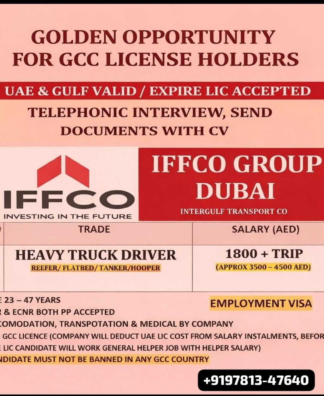 Urgent hire Trailer driver for UAE Urgent hire Trailer driver for UAE