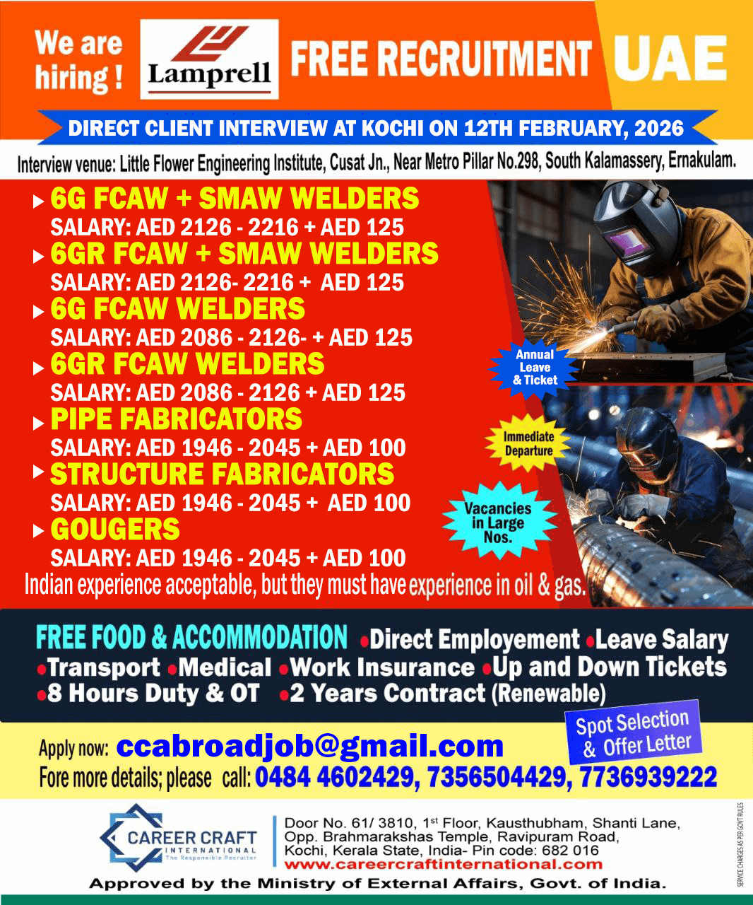 Client Interview at Kochi on 12th February, 2026 for Lamprell, UAE -