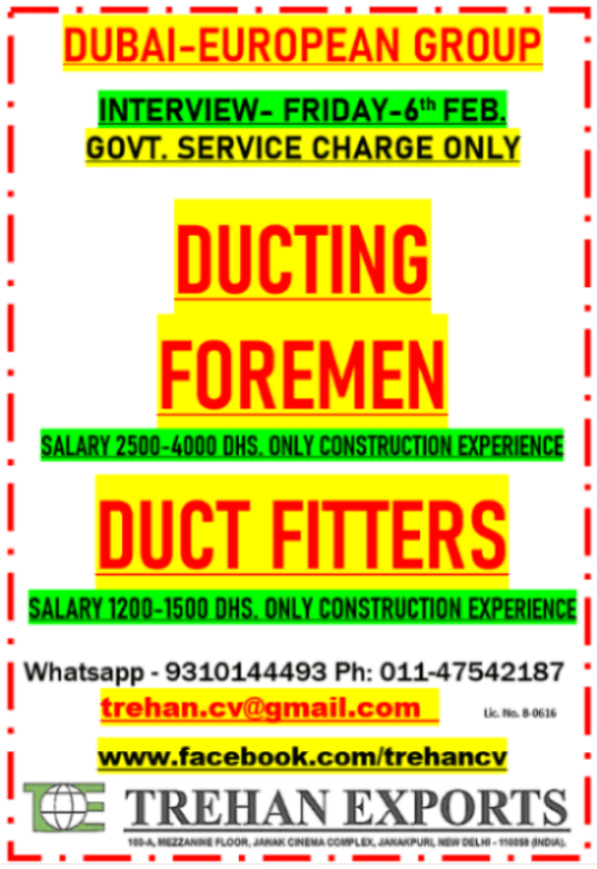 DUCTING FOREMAN DUCT FITTERS DUCTING FOREMAN DUCT FITTERS