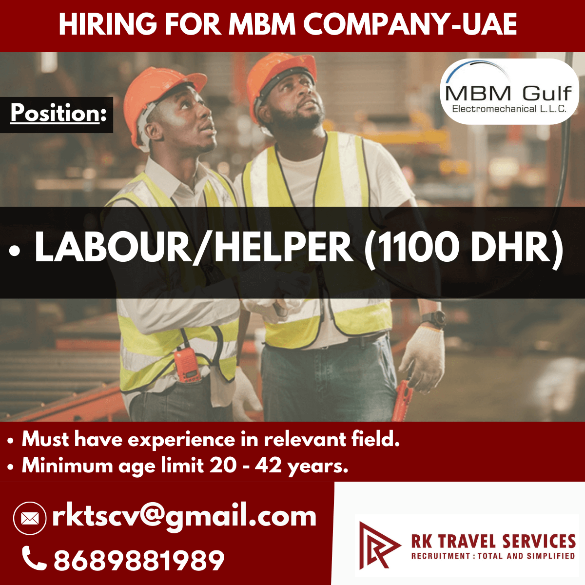 HIRING FOR MBM COMPANY-UAE HIRING FOR MBM COMPANY-UAE