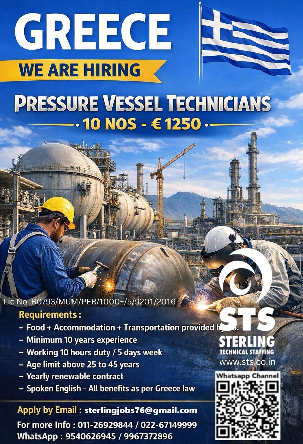 Required for Oil & Gas Industry in Greece,Europe