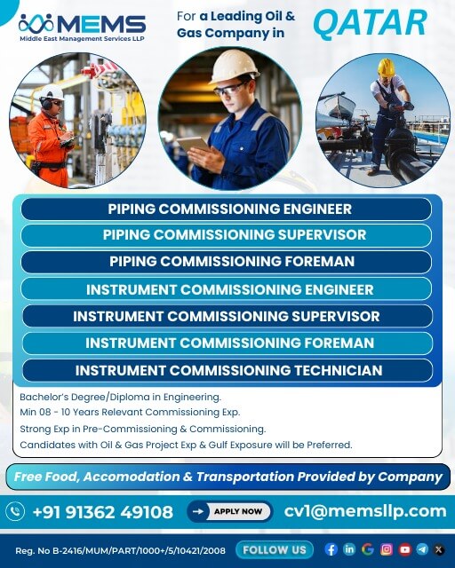 We are hiring for a Leading Oil & Gas Company in Qatar We are hiring for a Leading Oil & Gas Company in Qatar