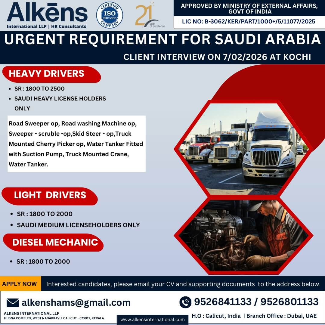 HIRING FOR SAUDI ARABIA HIRING FOR SAUDI ARABIA