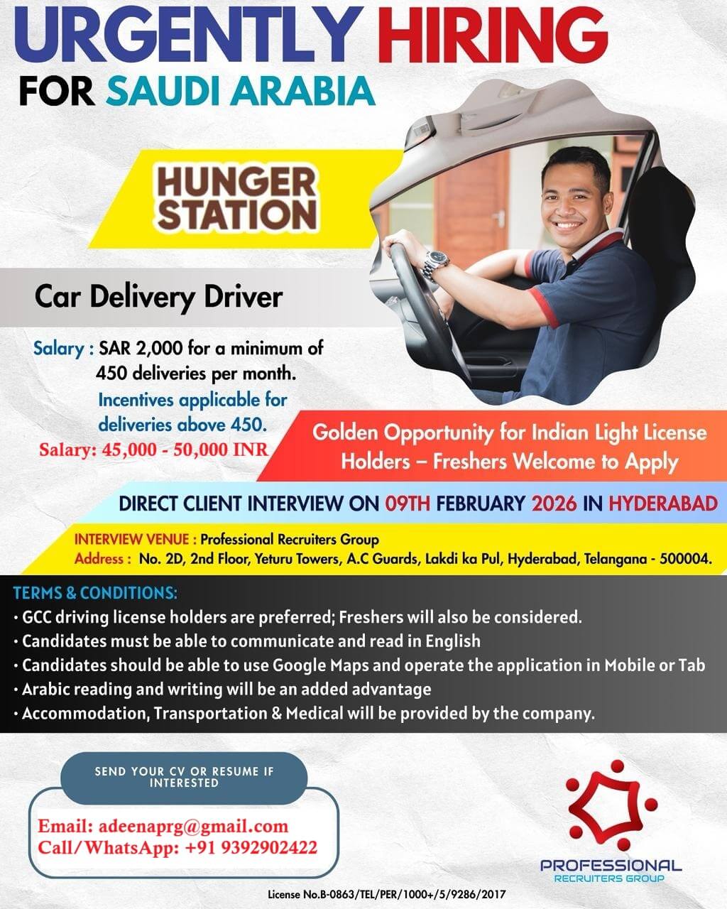 DIRECT CLIENT INTERVIEW IN HYDERABAD ON 9TH FEBRUARY