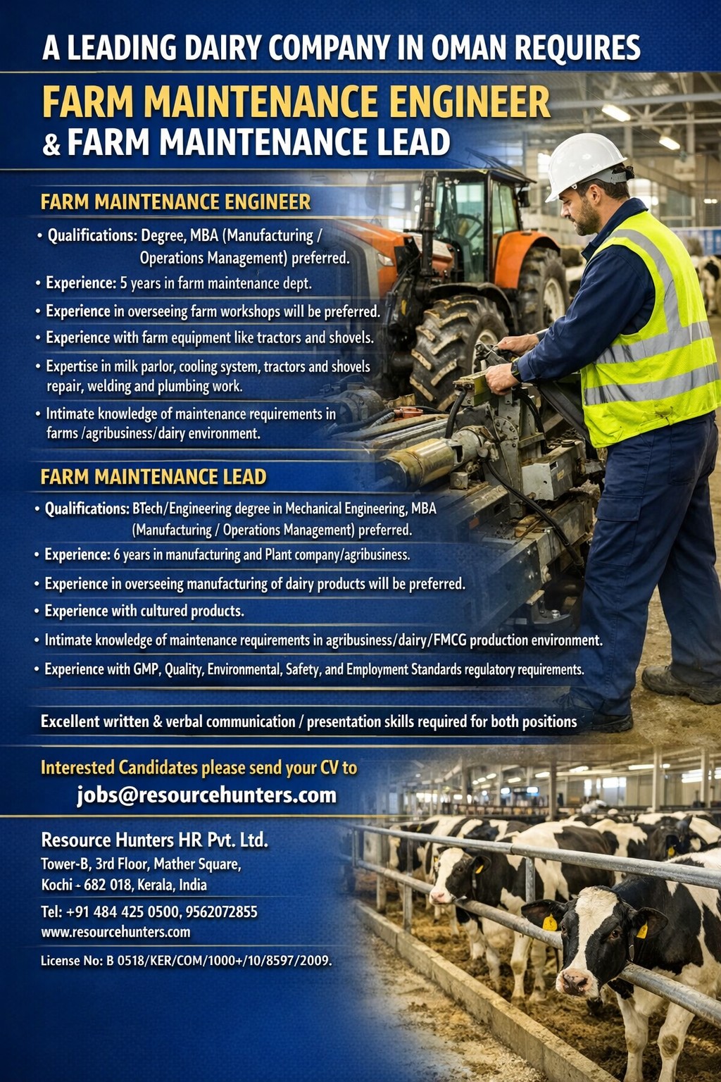 FARM MAINTENANCE ENGINEER / FARM MAINTENANCE LEAD