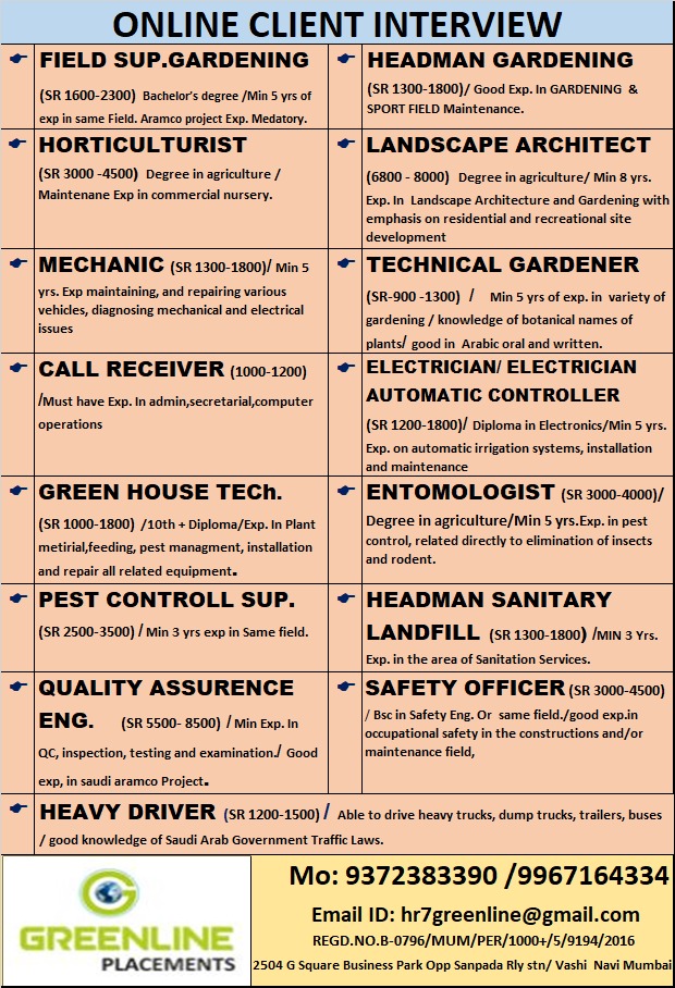 URGENTLY REQUIRED FOR REPUTED CO. KSA