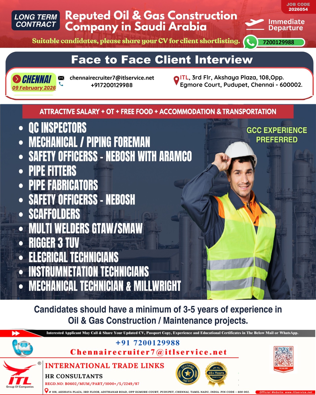 Direct interview at chennai on 09-02-2026