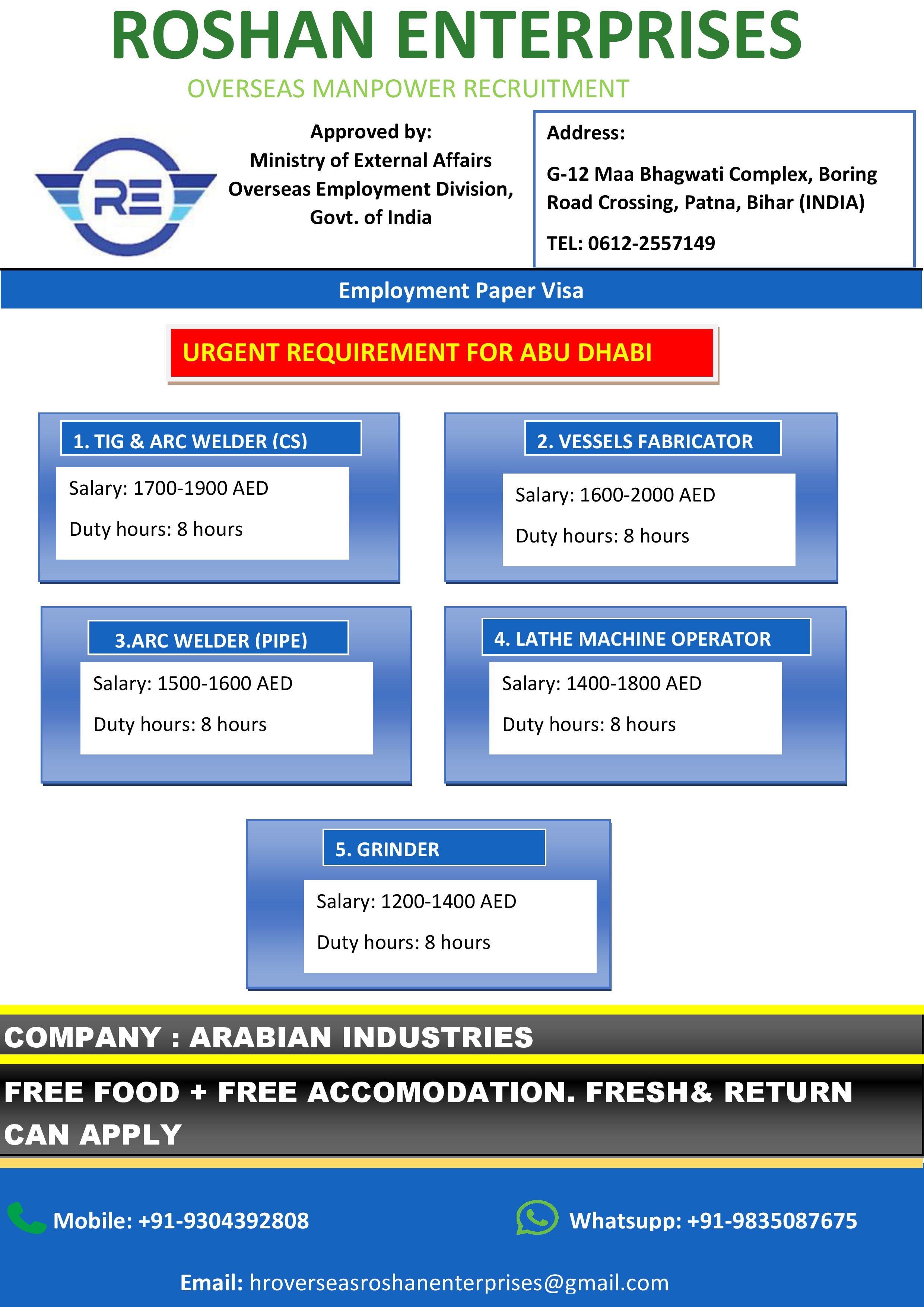 Urgent Requirement for Gulf Countries