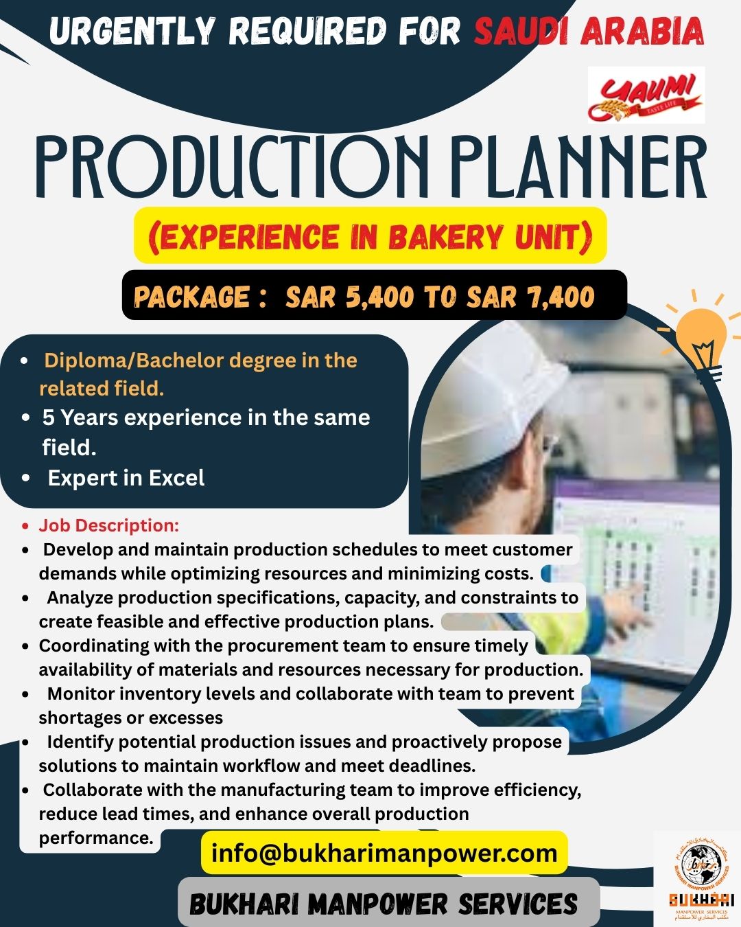 URGENTLY REQUIRED FOR SAUDI ARABIA - PRODUCTION PLANNER