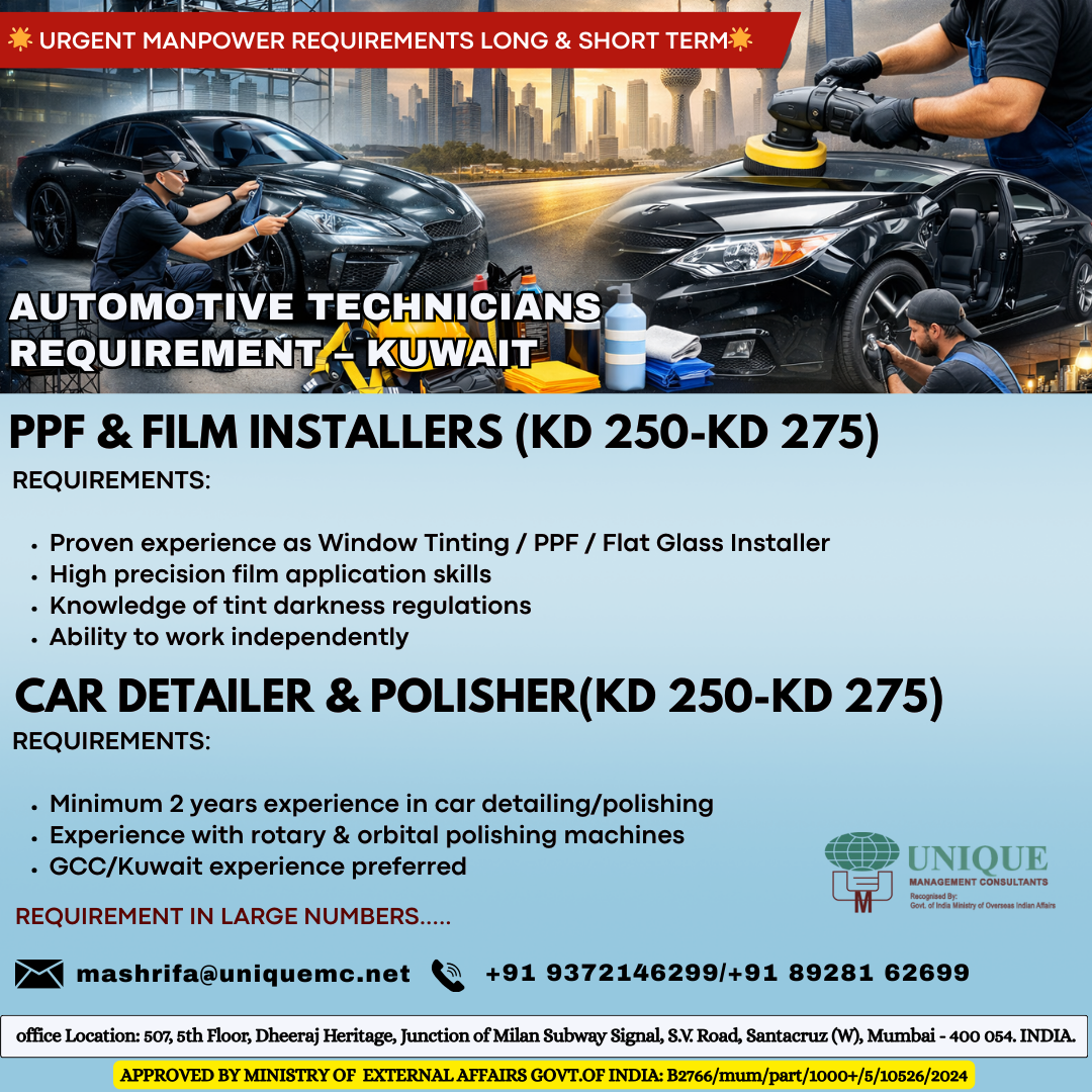 PPF & Film Installers (KD 250–275) / Car Detailer & Polisher (KD 250–275)
