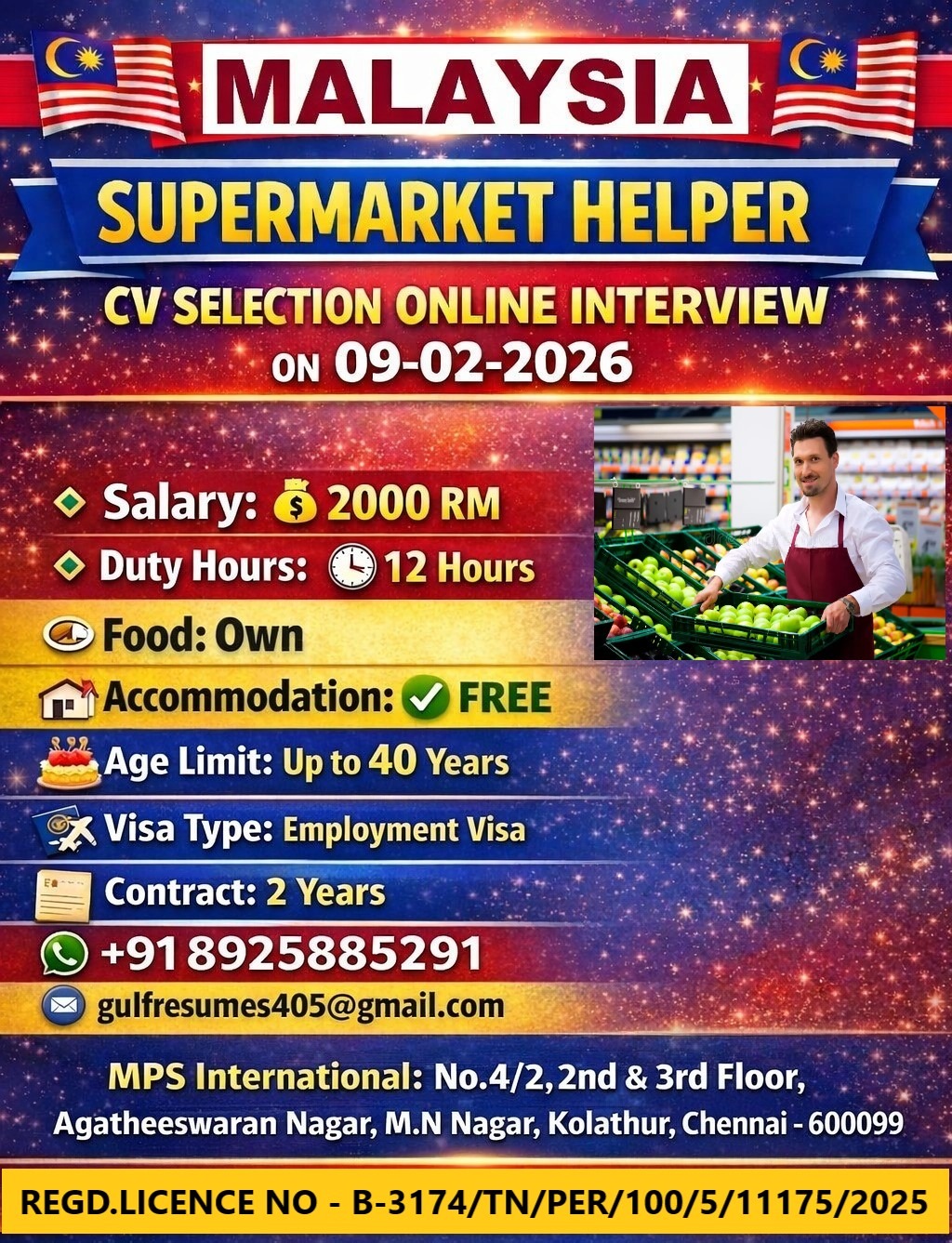 MALAYSIA SUPERMARKET HELPER CV SELECTION – ONLINE INTERVIEW ON 09-02-2026