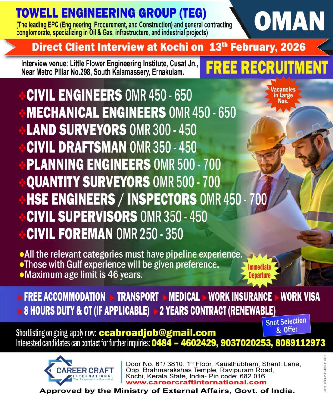 Client Interview at Kochi on 13th February, 2026 for Oman -